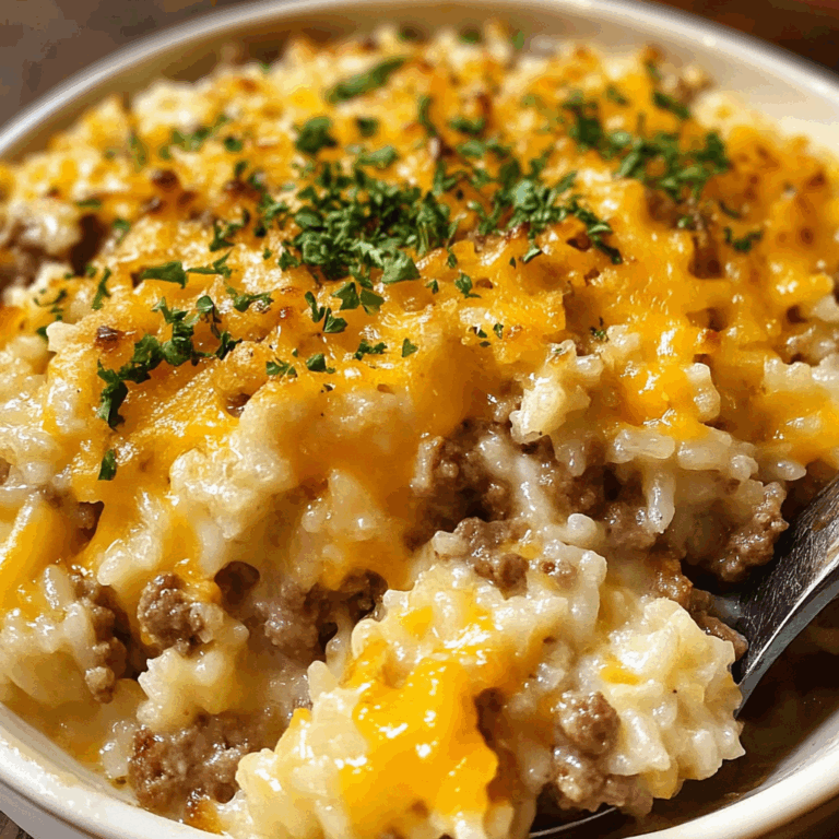 Cheddar-Crusted Ground Beef and Rice Casserole
