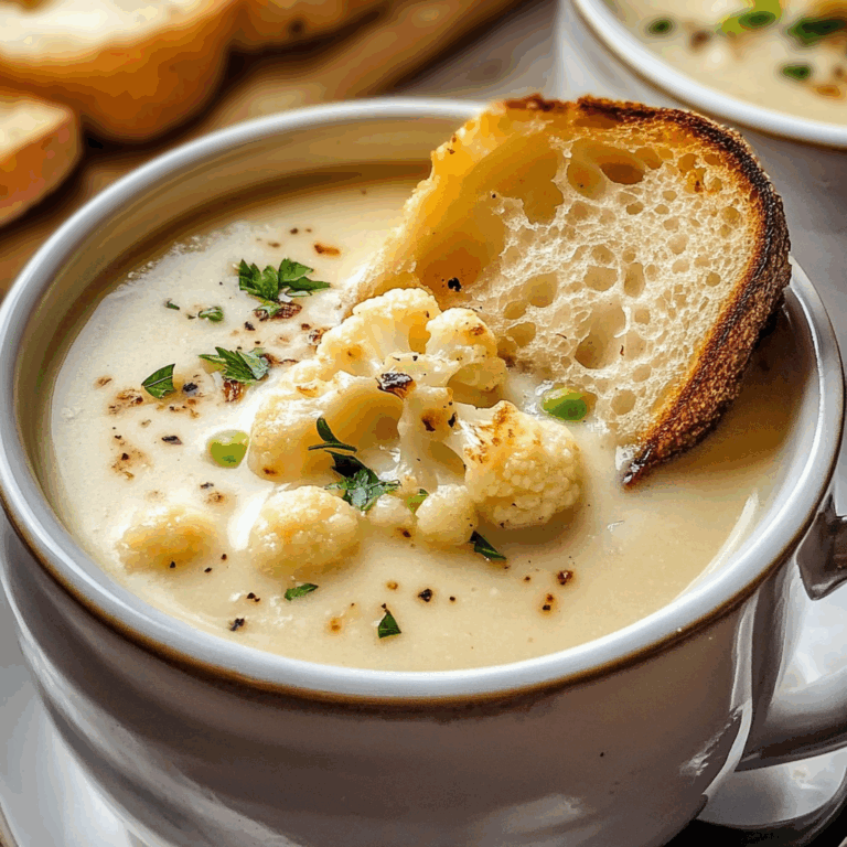 Cheddar Cauliflower and Roasted Garlic Soup