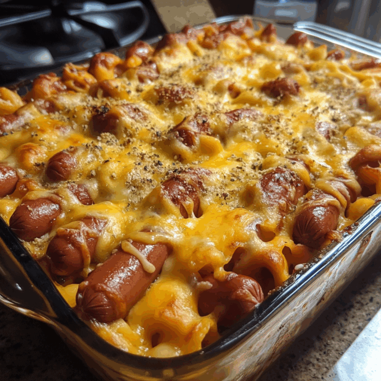Cheesy Baked Hot Dog Casserole