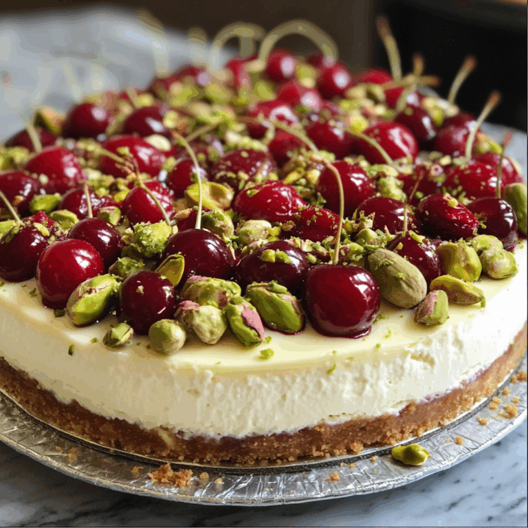 Cheesecake with Cherries and Pistachio