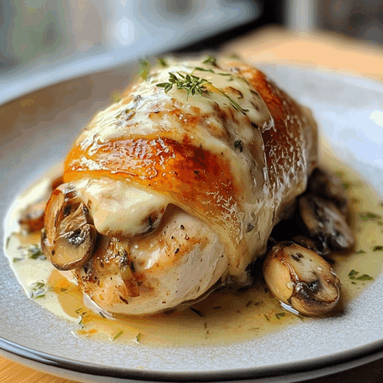 Cheesy Garlic Butter Mushroom Stuffed Chicken