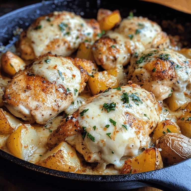 Cheesy Skillet Garlic Parmesan Chicken and Potatoes