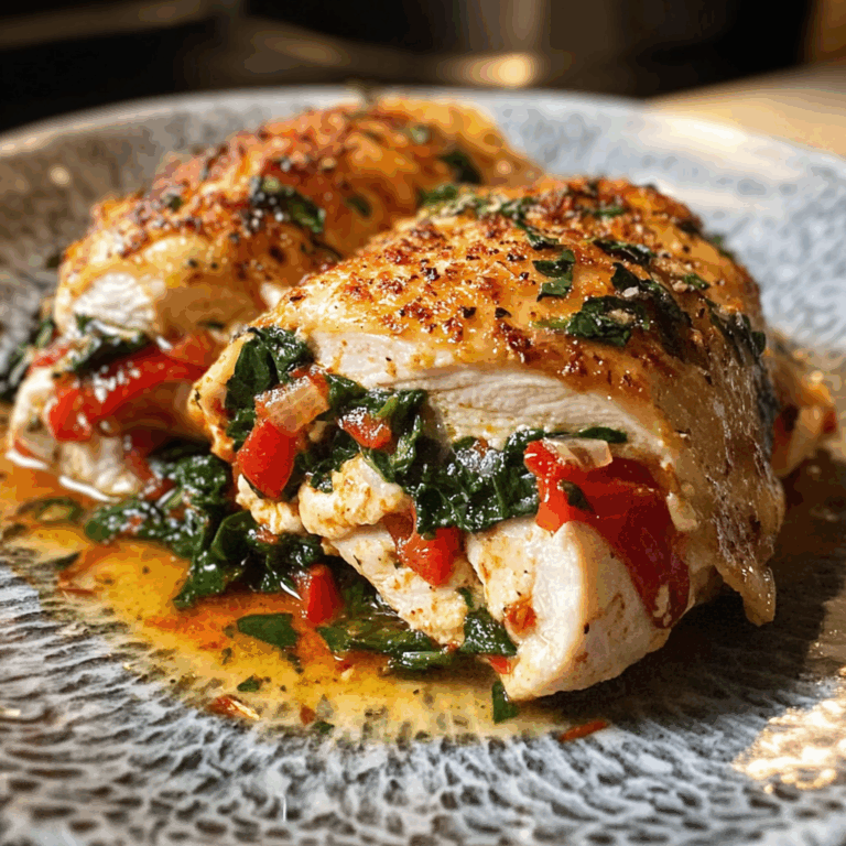 Stuffed Chicken with Roasted Red Peppers, Spinach and Mozzarella