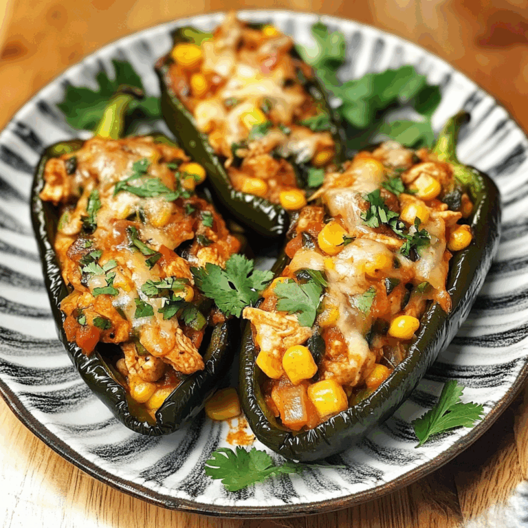 Stuffed Poblano Peppers with Chicken and Corn