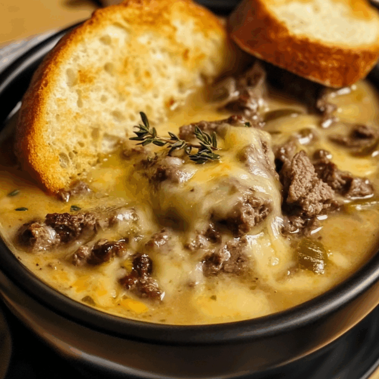 Cheesy Beef and Vegetable Soup: A Comforting Twist on Cheesesteak