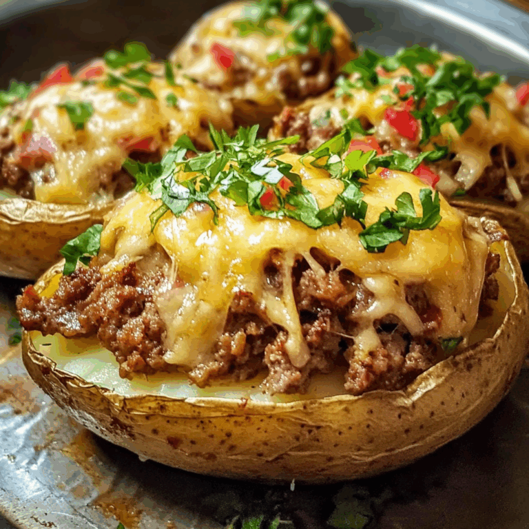 Savory Stuffed Potatoes with Meat and Cheese