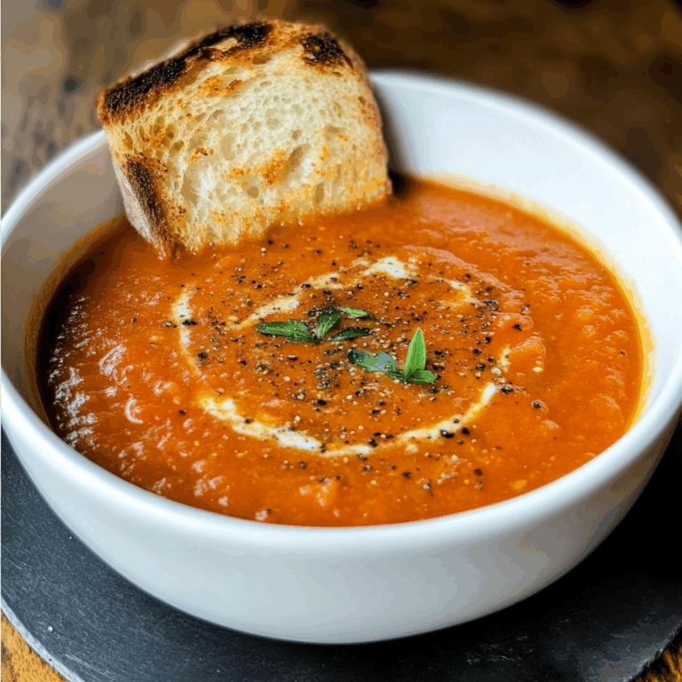 Tomato Soup with Bread and Tomatoes