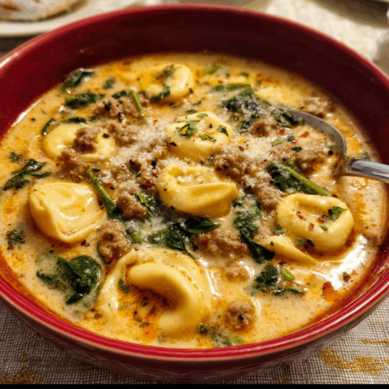 Tortellini Soup with Sausage and Spinach
