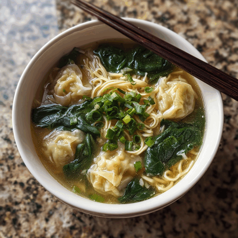 Wonton Soup with Spinach and Noodles: A Comforting Asian Delight