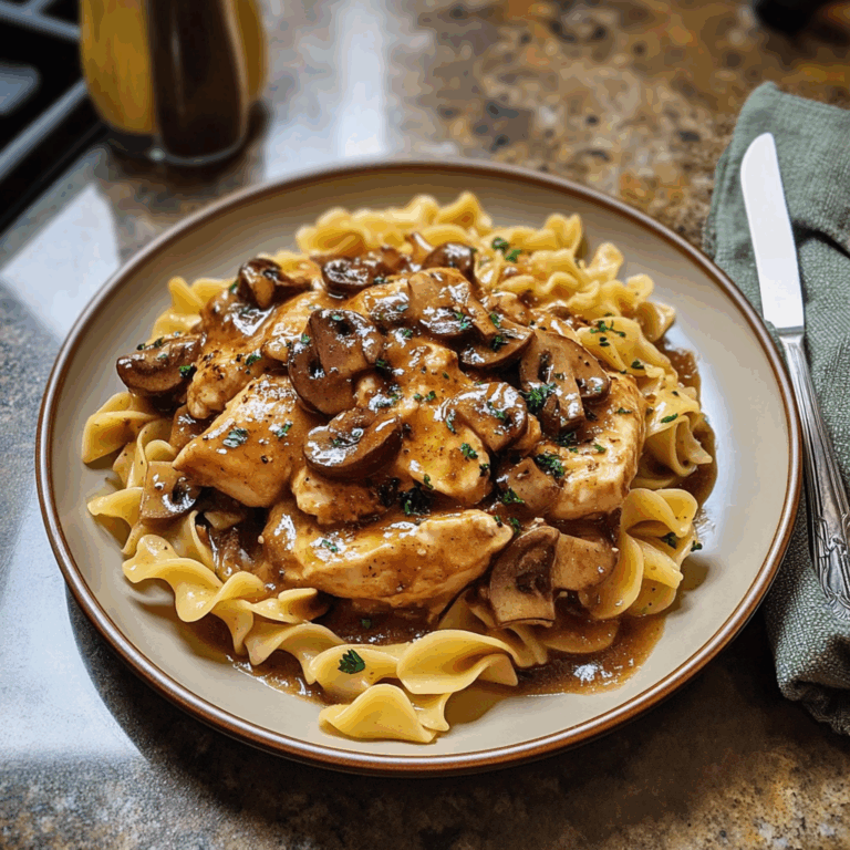 Chicken Marsala with Buttered Noodles