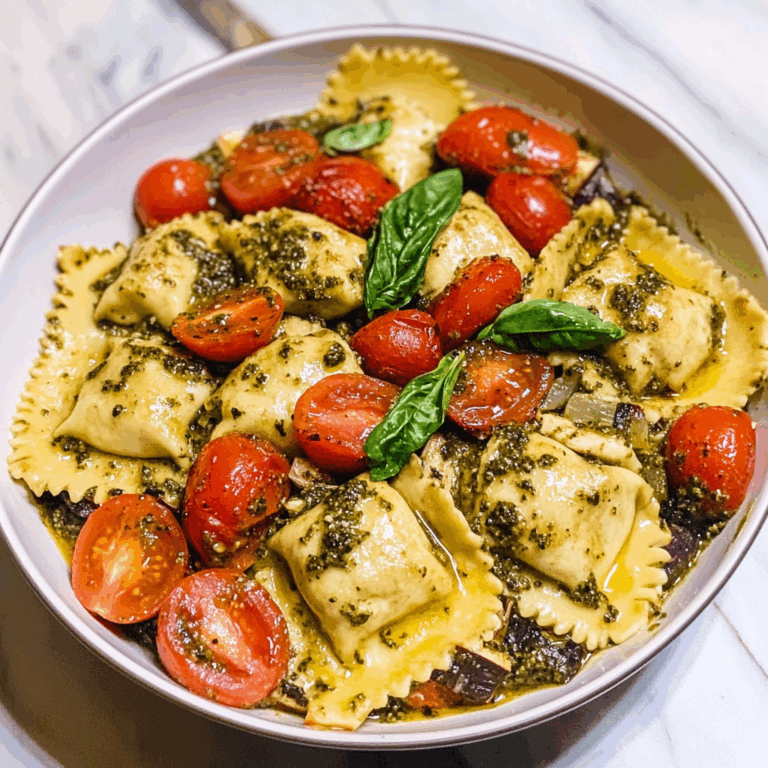 Chicken Ravioli with Pesto and Veggies