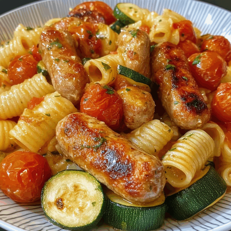 Chicken Sausages with Zucchini, Tomatoes, and Pasta