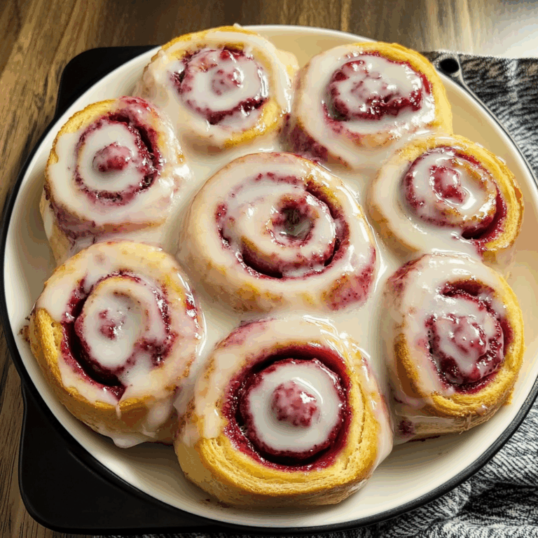 Raspberry Cinnamon Rolls with Lemon Glaze