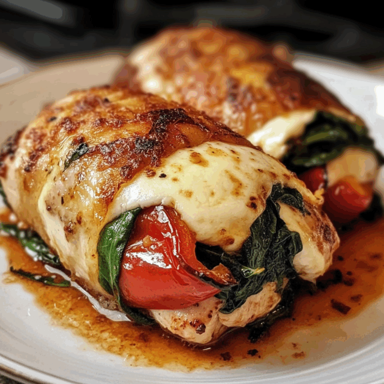Roasted Red Peppers, Spinach, and Mozzarella Stuffed Chicken