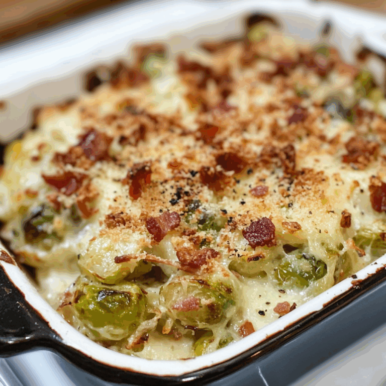Roasted Sprout Gratin with Bacon-Cheese Sauce