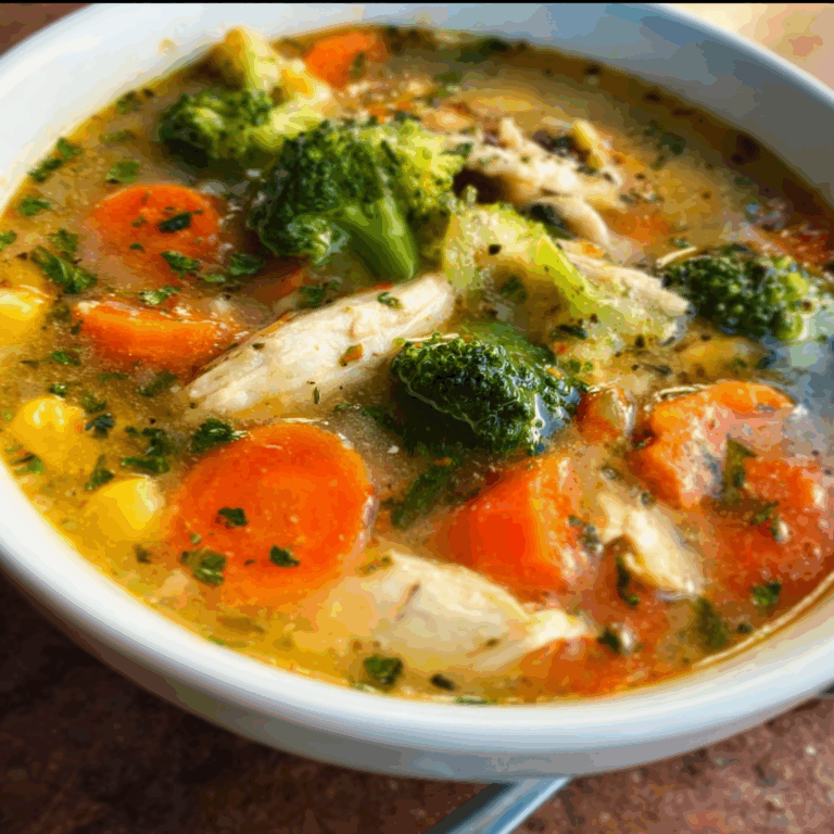 Hearty Chicken Soup with Broccoli and Carrots
