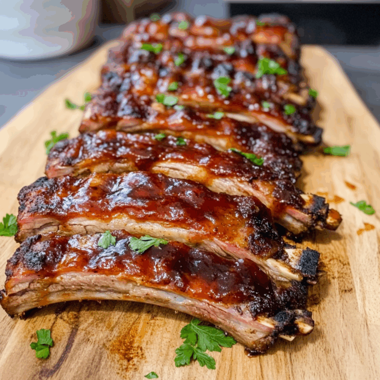 Ribs with BBQ Sauce and Parsley