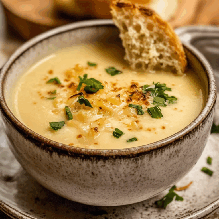 Roasted Garlic Cheddar Cauliflower Soup